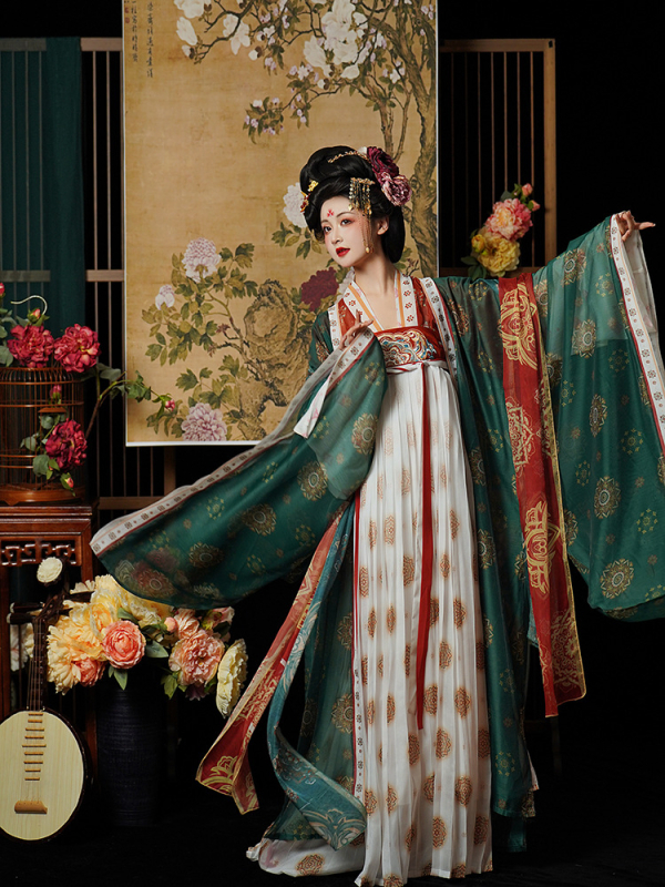 Primăvara și vara Super Immortal Tang Prințesă Hanfu Femei Dinastia Tang Lungime Piept Mânecă Mare Cămașă Haine Antice Dinastia Tang Broderie Antic Hanfu