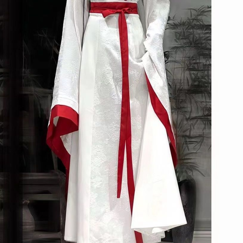 Plačiomis rankovėmis senovinis Hanfu 2025 m. naujas stilius, toks pat kaip Ju Jing, Wei, Jin ir kariaujančių valstybių stilius, kryžminė apykaklė, iki juosmens, senovinio stiliaus kryžminė apykaklė.