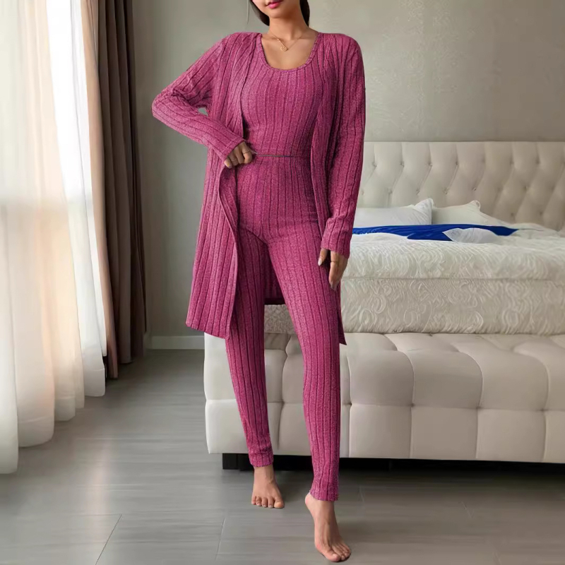 Toamna și iarna, export transfrontalier european și american, îmbrăcăminte pentru femei, vestă casual, cardigan, pantaloni, îmbrăcăminte exterioară casual, haine de casă, set din trei piese