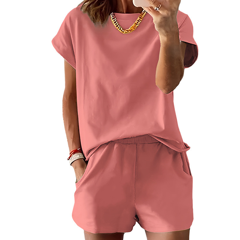 Tiktok Zahraničný obchod US veľkosť okrúhly výstrih krátky rukáv letný oblek s krátkym rukávom cezhraničné dodávky pre Európu a Ameriku voľnočasové tričko