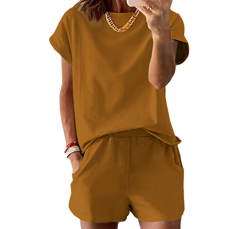 Tiktok Zahraničný obchod US veľkosť okrúhly výstrih krátky rukáv letný oblek s krátkym rukávom cezhraničné dodávky pre Európu a Ameriku voľnočasové tričko