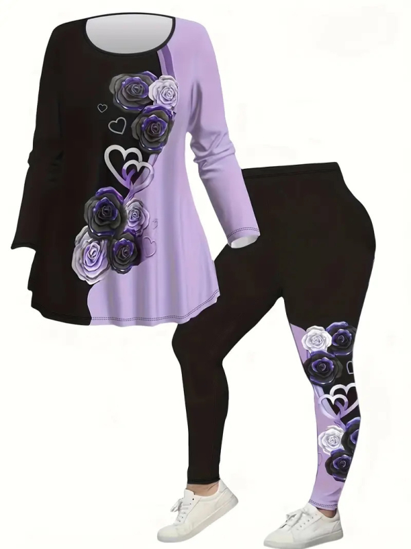 Amazon dugih rukava s biljnim cvjetnim printom, europske i američke prekogranične uske joga hlače, Wa36+Wc1