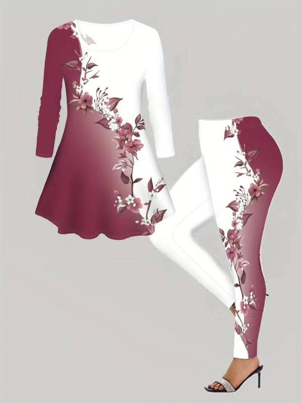 Amazon dugih rukava s biljnim cvjetnim printom, europske i američke prekogranične uske joga hlače, Wa36+Wc1