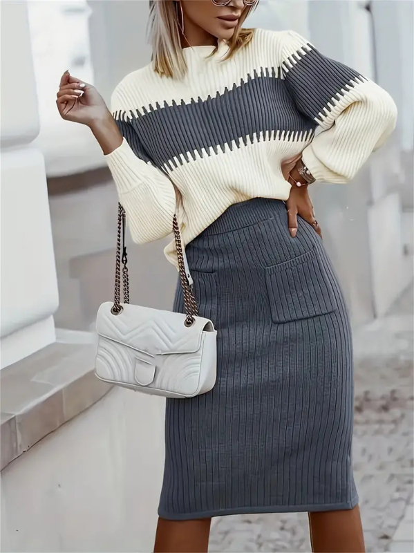 Jesenski i zimski europski i američki prekogranični Amazon casual set od dva dijela - suknja