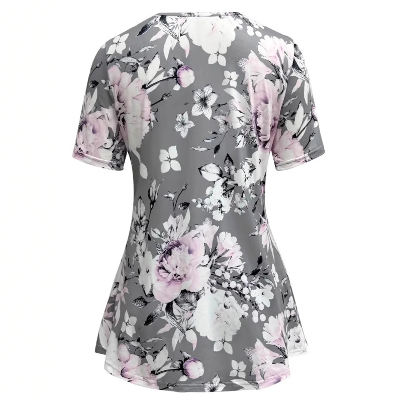 2025 Cezhraničný európsky a americký jarný a letný dámsky nový farebný módny ležérny oblek s krátkym rukávom a kvetinovou potlačou, dvojdielny