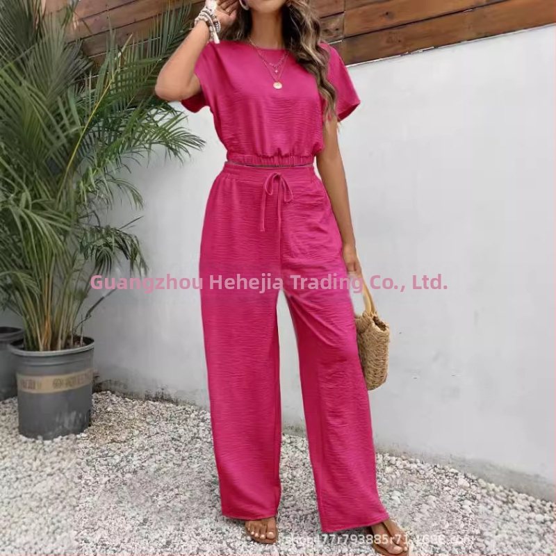 Novo popularno žensko jednobojno odijelo s okruglim izrezom i uskim gornjim dijelom bez rukava za ljeto 2024.