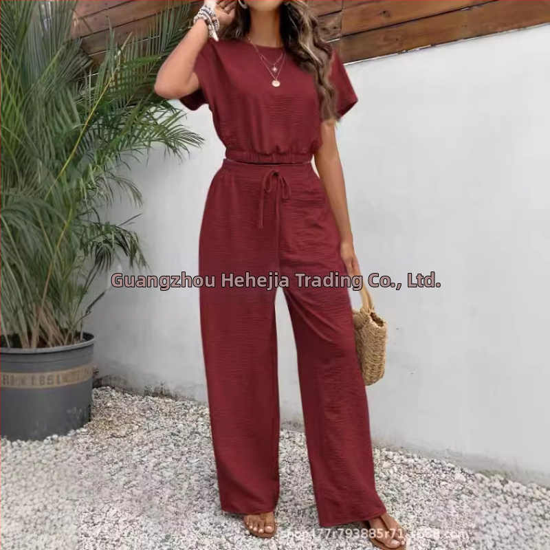 Novo popularno žensko jednobojno odijelo s okruglim izrezom i uskim gornjim dijelom bez rukava za ljeto 2024.