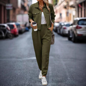 Amazon Διασυνοριακό Εξωτερικό Εμπόριο Γυναικεία Ρούχα 2024 Ευρώπη και Αμερική Νέα Φθινόπωρο και Χειμώνας Μακρυμάνικη Ζακέτα με Πέτο, Casual Μοντέρνα Παντελόνια