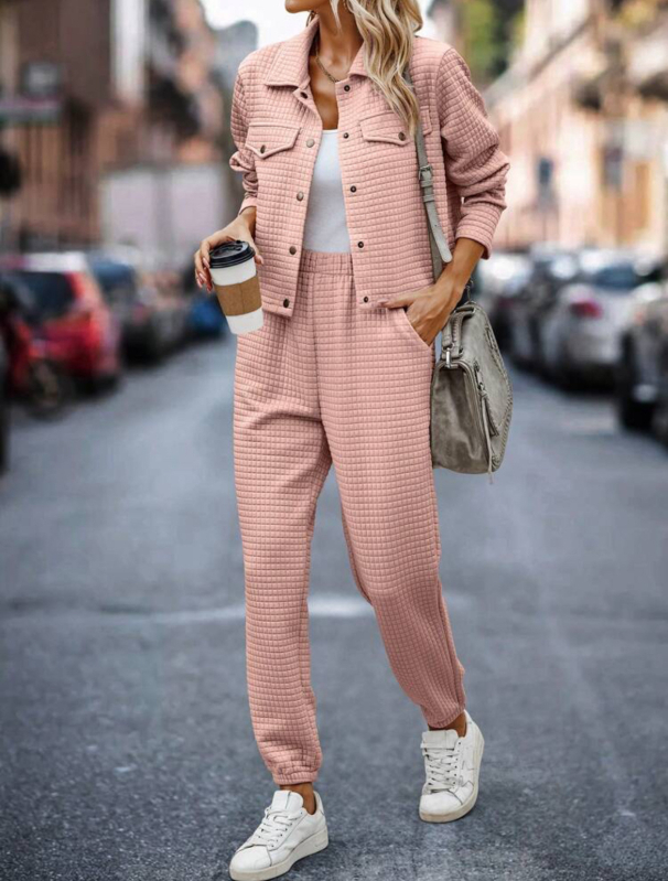 Amazon prekogranična vanjska trgovina ženska odjeća 2024 europski i američki novi jesenski i zimski kardigan s dugim rukavima i reverom, ležerne modne hlače