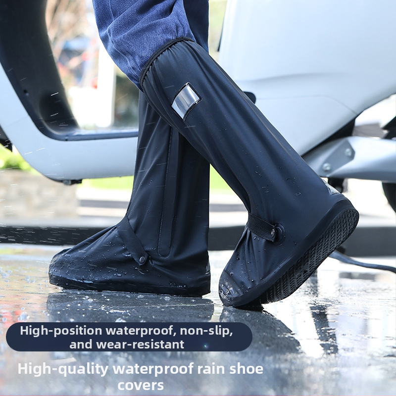 Lietus necaurlaidīgi apavu pārvalki vīriešiem un sievietēm, neslīdoši silikona ūdensnecaurlaidīgi āra augstcauruļu PVC sabiezināti nodilumizturīgi vidēja izmēra cauruļu apavu pārvalki vairumtirdzniecībā atstarojoši