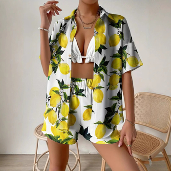 2025 Nové Amazon Crossborder European Hawaiian Style Short Rukávové Košeľa s Kraťasmi MB1 MA1