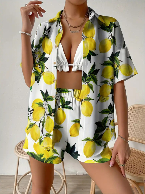 2025 Nové Amazon Crossborder European Hawaiian Style Short Rukávové Košeľa s Kraťasmi MB1 MA1