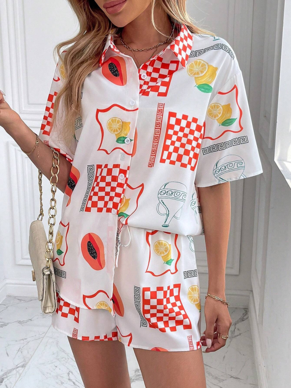 2025 Nové Amazon Crossborder European Hawaiian Style Short Rukávové Košeľa s Kraťasmi MB1 MA1