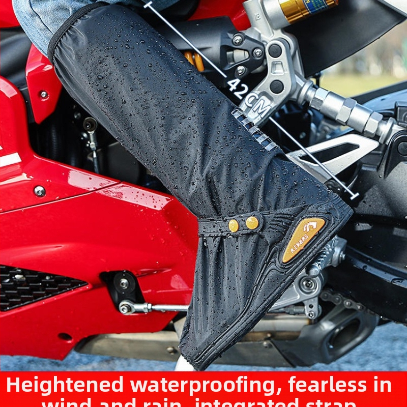 Висок водоустойчив калъф за обувки за дъжд от плетен плат, нов вграден каишка, водоустойчив калъф за обувки за мотоциклет за мъже и жени