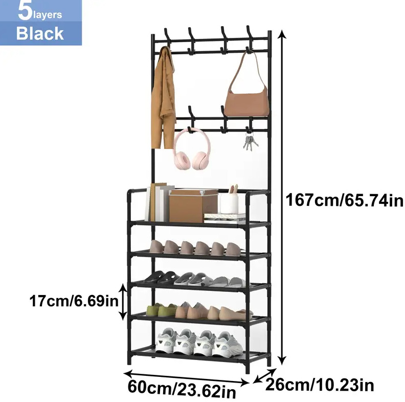 Kinga- ja mütsiriiul, põrandal seisev, integreeritud multifunktsionaalne üürimaja kingakapp, lihtne kingariiul, majapidamisuks, mitmekihiline hoiuriiul