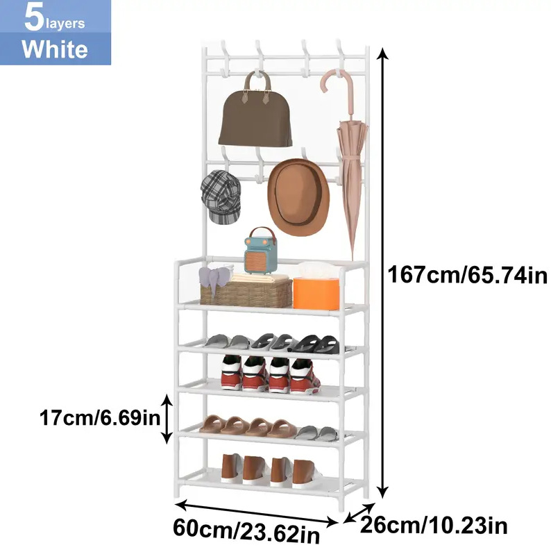 Kinga- ja mütsiriiul, põrandal seisev, integreeritud multifunktsionaalne üürimaja kingakapp, lihtne kingariiul, majapidamisuks, mitmekihiline hoiuriiul