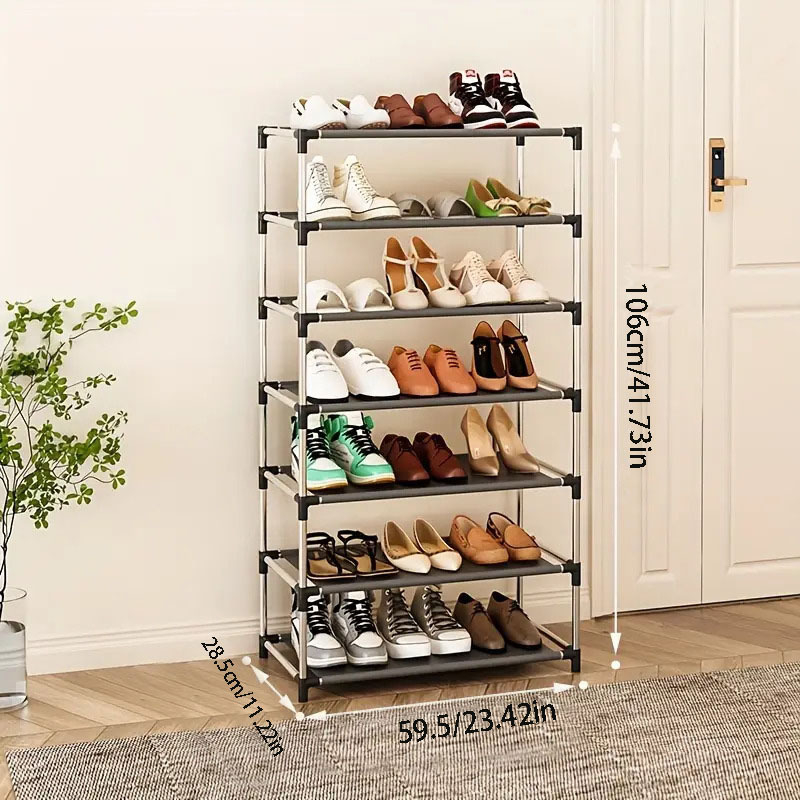 Kinga- ja mütsiriiul, põrandal seisev, integreeritud multifunktsionaalne üürimaja kingakapp, lihtne kingariiul, majapidamisuks, mitmekihiline hoiuriiul