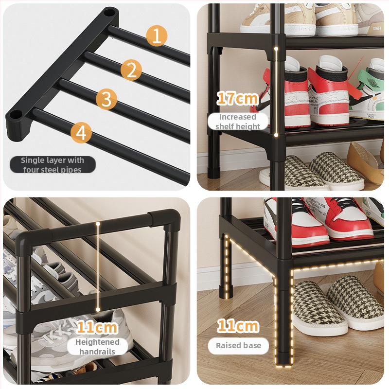 Стойка за обувки, проста врата, домашно съхранение на закрито, артефакт, малка, тясна къща под наем, шкаф за обувки, общежитие, многослойна, спестяваща място