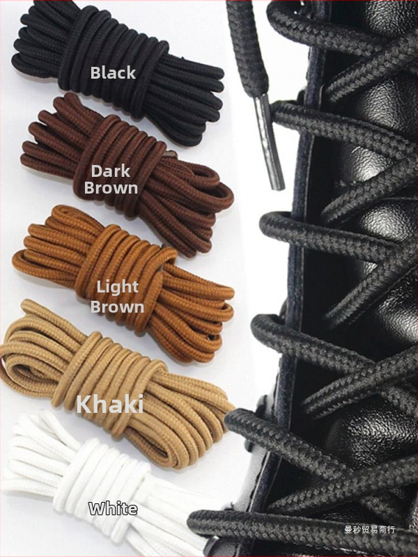Cizme de lucru rotunde cu șireturi groase șireturi lungi cu frânghie rotundă pentru bărbați și femei, sport, casual, camel, pantofi, negru și alb, maro