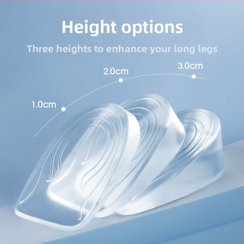 Silikoonist läbipaistev kõrgendav sisetald meestele ja naistele Nähtamatu poolpadjaga sisemine kõrgendav artefaktiga kannapadjaga Saapad Sport ilma väsitavate jalgadeta