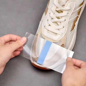 Pirštų apsauga nuo drėgmės ir purvo, plėvelė, atspari lietui, skirta lauko batams, skirta lietingai dienai, nešlapiai, skaidri, vandeniui atspari pastos PU plėvelės gabalėlis