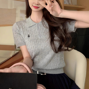 Amazonov Cross-Border Hit Rabbit Twist-Knit kratki top kratkih rukava za žene, svjež i ležeran stil