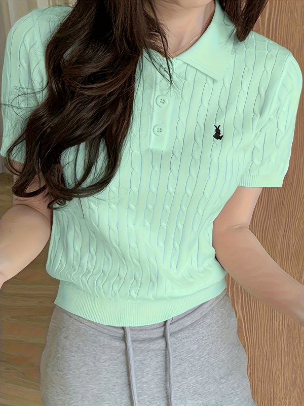 Amazonov Cross-Border Hit Rabbit Twist-Knit kratki top kratkih rukava za žene, svjež i ležeran stil