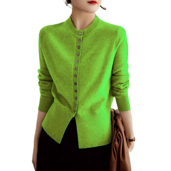 Proljetni i ljetni strukirani kardigan Ženski modni univerzalni top dugih rukava s okruglim izrezom