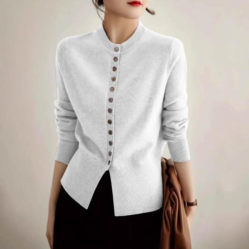 Proljetni i ljetni strukirani kardigan Ženski modni univerzalni top dugih rukava s okruglim izrezom