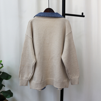 Novi jesenski i zimski traper pulover s uzorkom, ženski dizajn, široki, ležerni, svestrani pleteni kardigan, moderan