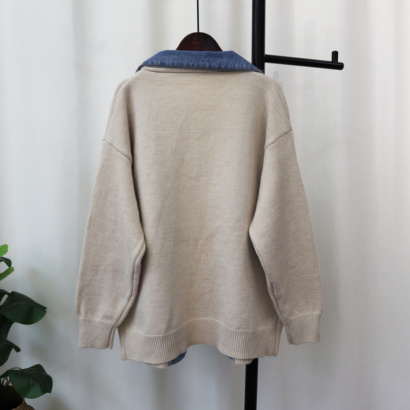 Novi jesenski i zimski traper pulover s uzorkom, ženski dizajn, široki, ležerni, svestrani pleteni kardigan, moderan