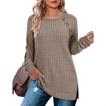 na zalihi vanjska trgovina prekogranična ženska odjeća 2025 Amazon jesen i zima nova okrugla izrez raglan rukav jednobojna majica kratkih rukava s razdvojenom jaknom