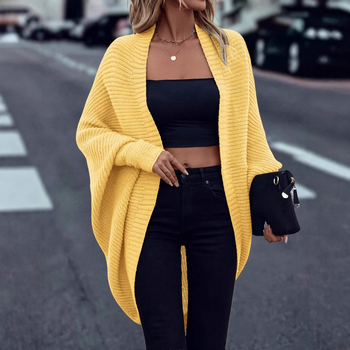 X7207 Amazon cezhraničný Európa a Spojené štáty jeseň a zima nový dámsky jednofarebný temperamentný kardigan kabát s netopierími rukávmi sveter