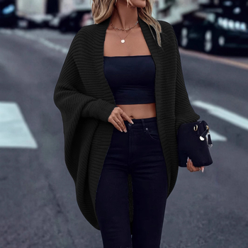 X7207 Amazon cezhraničný Európa a Spojené štáty jeseň a zima nový dámsky jednofarebný temperamentný kardigan kabát s netopierími rukávmi sveter