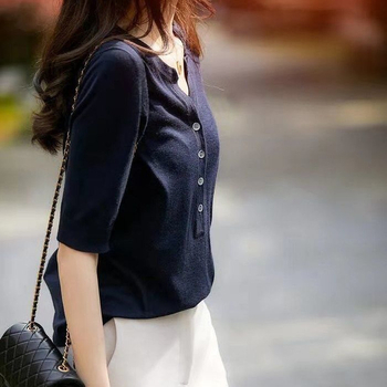 Ľahké luxusné tenké tričko s krátkym rukávom a okrúhlym výstrihom, dámske letné voľné tričko veľkej veľkosti s krátkym rukávom, ktoré redukuje vek