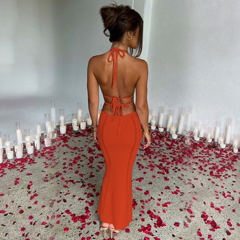 Tarpvalstybinis europietiško ir amerikietiško stiliaus seksualus paplūdimio suknelės gatvės stilius grynas norų kabantis kaklo apvyniojimas krūtinės tuščiaviduris nėrinių suknelė moterims