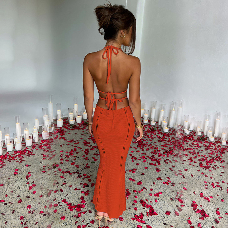 Tarpvalstybinis europietiško ir amerikietiško stiliaus seksualus paplūdimio suknelės gatvės stilius grynas norų kabantis kaklo apvyniojimas krūtinės tuščiaviduris nėrinių suknelė moterims