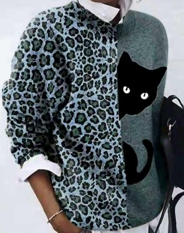 #9298 Europa i Amerika Prekogranična Amazon želja Vanjska trgovina Ženska moda Brušenje Cvjetni print Loose Long Sleeve Top