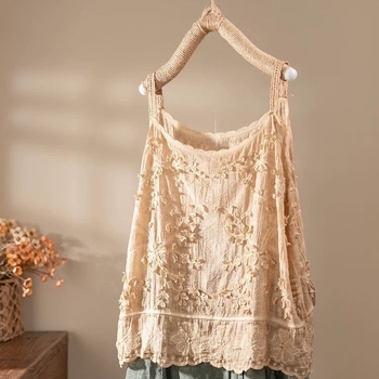 Prancūziško stiliaus nėrinių tuščiaviduriai siuvinėti žakardo gražūs maži liemenėliai moterims vasariniai nauji laisvi stilingi berankoviai viršutiniai