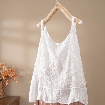 Prancūziško stiliaus nėrinių tuščiaviduriai siuvinėti žakardo gražūs maži liemenėliai moterims vasariniai nauji laisvi stilingi berankoviai viršutiniai