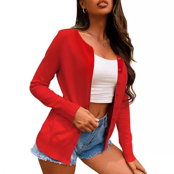 Dámsky pletený sveter s dlhým rukávom a gombíkmi, 2024, európsky a americký cezhraničný jesenný a zimný sveter s dlhým rukávom, Amazon Wish, všestranný