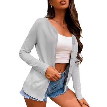 Dámsky pletený sveter s dlhým rukávom a gombíkmi, 2024, európsky a americký cezhraničný jesenný a zimný sveter s dlhým rukávom, Amazon Wish, všestranný