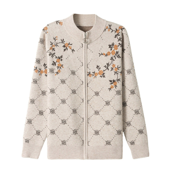Novi moderni žakard pleteni kardigan s patentnim zatvaračem za žene, proljetni i jesenski kratki kaput za proljeće 2024.