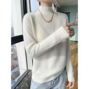 Ženski kašmirski džemper s polu-rolkom, zadebljani kašmirski džemper za jesen i zimu, nova osnovna košulja, topli luksuzni džemper dugih rukava