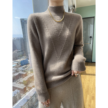 Ženski kašmirski džemper s polu-rolkom, zadebljani kašmirski džemper za jesen i zimu, nova osnovna košulja, topli luksuzni džemper dugih rukava