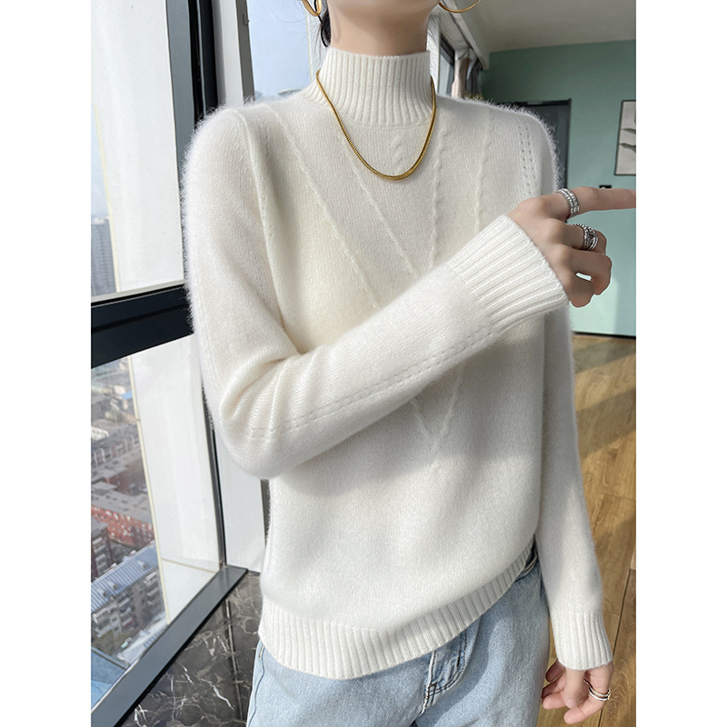 Ženski kašmirski džemper s polu-rolkom, zadebljani kašmirski džemper za jesen i zimu, nova osnovna košulja, topli luksuzni džemper dugih rukava