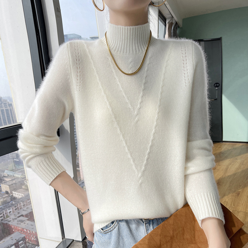 Ženski kašmirski džemper s polu-rolkom, zadebljani kašmirski džemper za jesen i zimu, nova osnovna košulja, topli luksuzni džemper dugih rukava