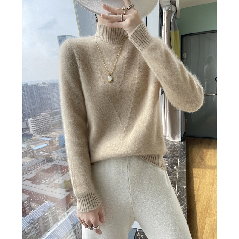 Ženski kašmirski džemper s polu-rolkom, zadebljani kašmirski džemper za jesen i zimu, nova osnovna košulja, topli luksuzni džemper dugih rukava