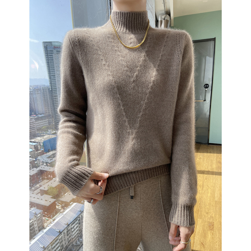 Ženski kašmirski džemper s polu-rolkom, zadebljani kašmirski džemper za jesen i zimu, nova osnovna košulja, topli luksuzni džemper dugih rukava