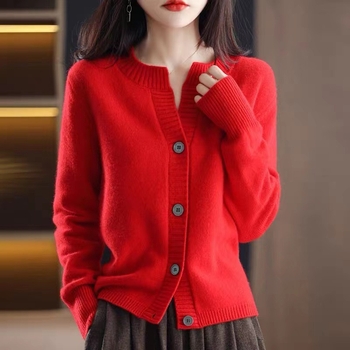 2023 Prekogranični novi ovčji baršunasti kardigan za žene, okrugli izrez, široki i najlakši za usklađivanje, pleteni top u zapadnom stilu, veleprodaja